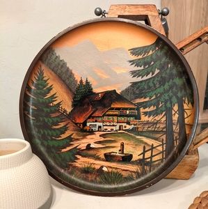 Vintage Schawartzwalder Hand Painted Wooden Plate